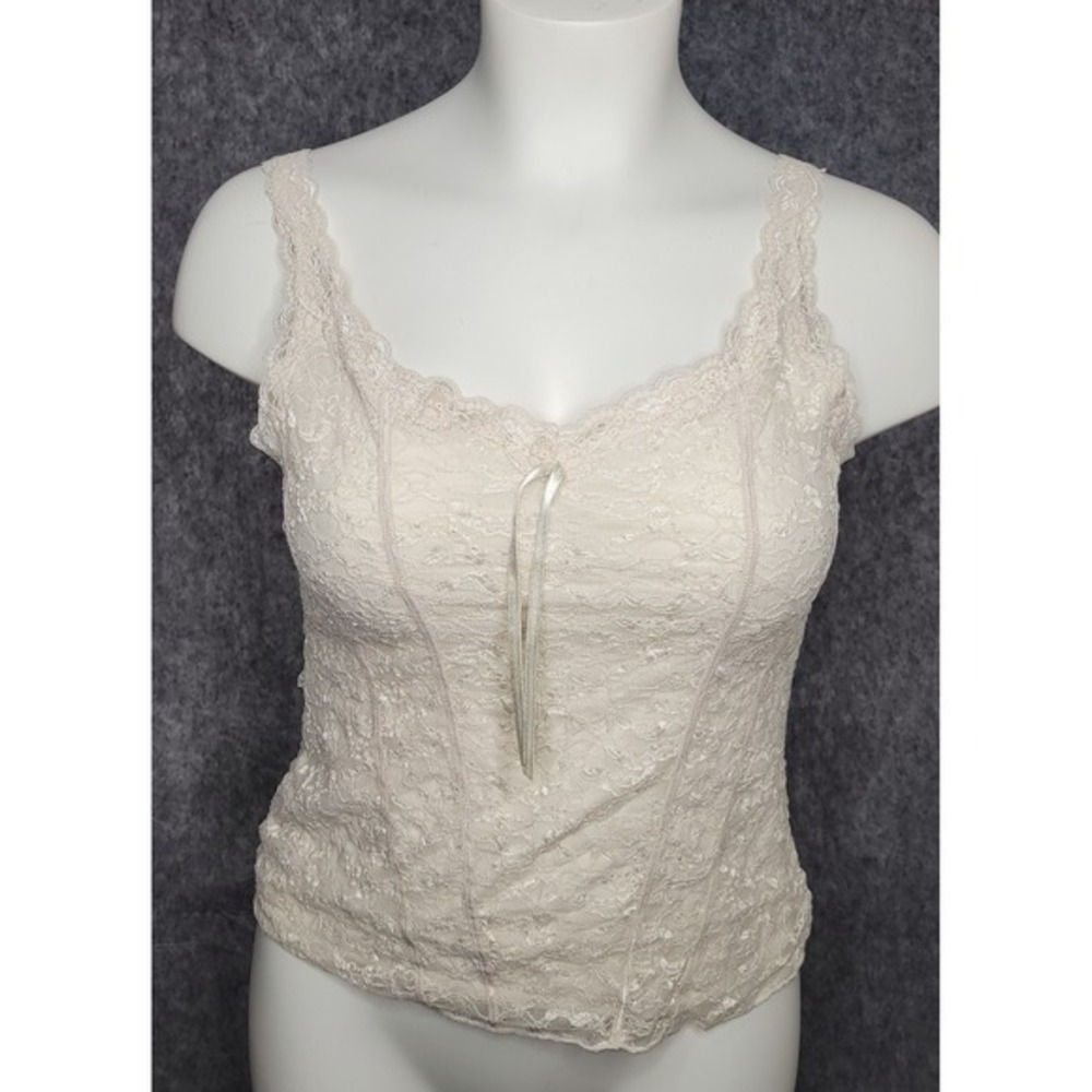 Apt 9 Ivory Lace Trim Cami Tank Top XL‎ Stretch Y2K Romantic Coquette Soft Girl - Picture 8 of 12